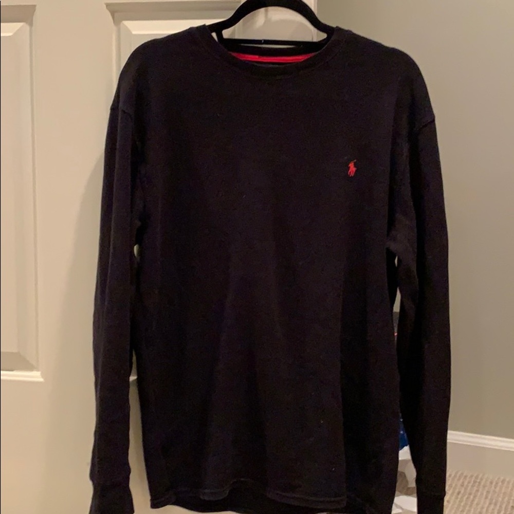 Thermal black long sleeve polo